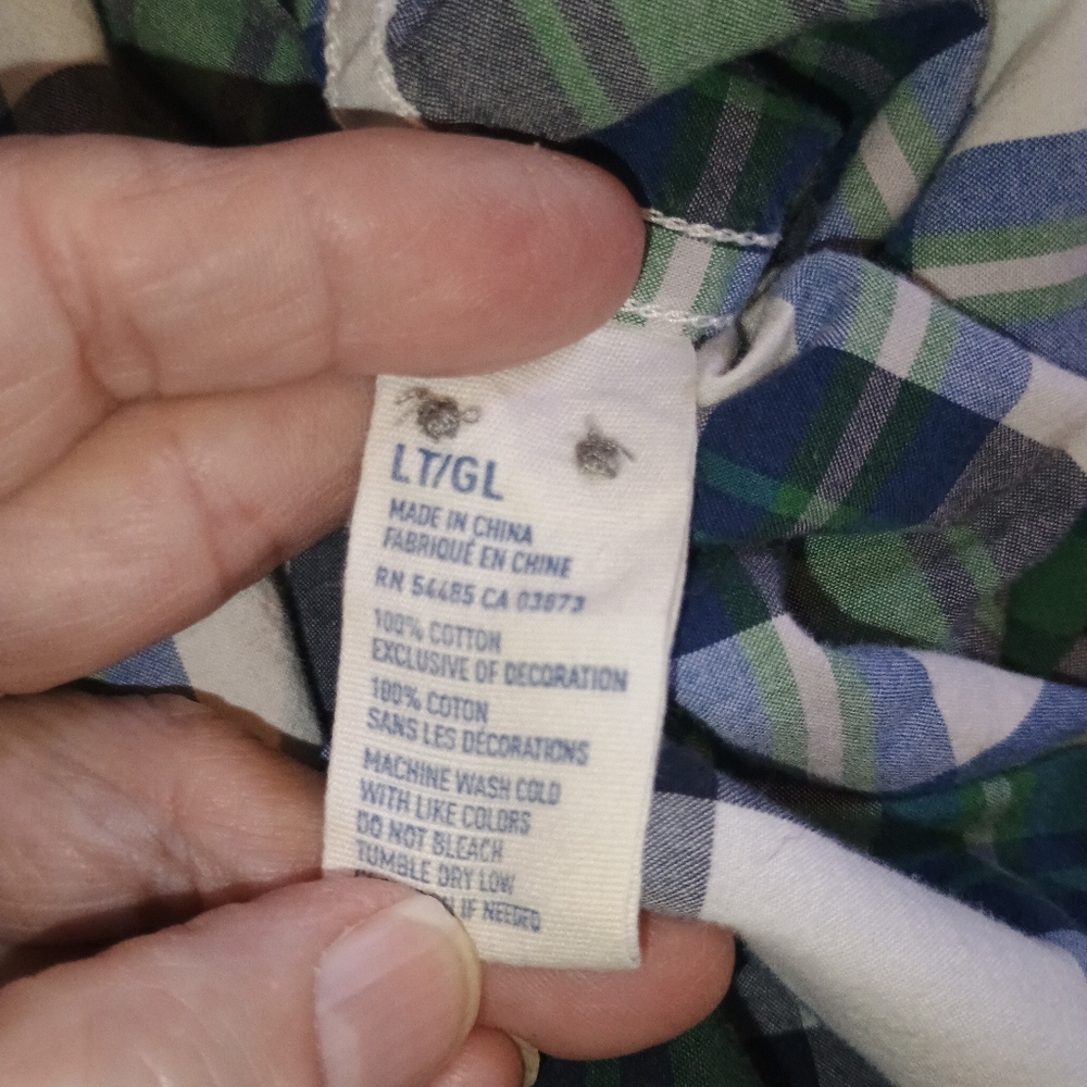 American Eagle Outfitters LT Plaid Shirt Green Blue‎ White Button Front Athletic - Picture 11 of 12